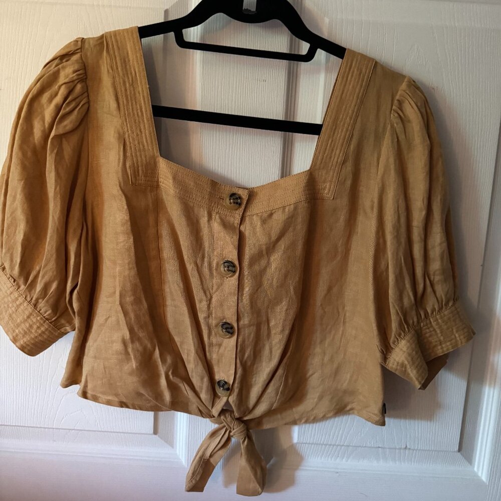 Scotch & Soda Cropped Linen Button Down With Tie - Size M